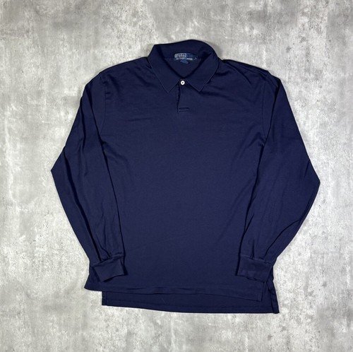 Vintage 90er Polo Ralph Lauren blaues Langarm T-Shirt Gr. L Preppy