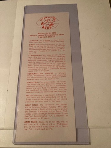 1976 Cincinnati Reds NL Championship Press Instruct Riverfront Stadium Pete Rose - Imagen 1 de 4