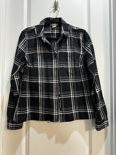 Duluth Trading Black/white Plaid Button Down Shirt Long Sleeve Small Cotton - Picture 5 of 8