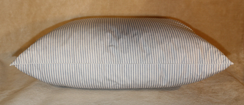 VINTAGE DOWN / FEATHER STANDARD SIZE PILLOW WITH BLUE STRIPED TICK TICKING - Picture 3 of 6