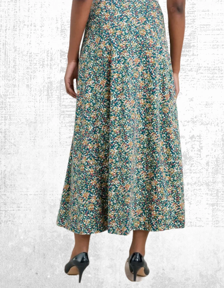 Falda de jersey estampada para mujer Ex Seasalt línea A en racimos de confeti arco iris rosa Foto 3 de 4