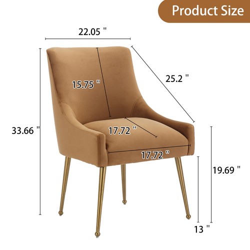 Clihome Velvet Dinning Chair (Set of 2) Room Upholstered Chair with Metal Legs - Picture 80 of 110