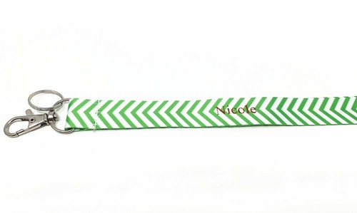 Personalized Monogrammed polyester fabric Chevron necklace lanyard with key ring - Picture 21 of 23