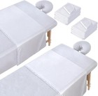 Massage table set including massage table cover and installed face cover, /4 set