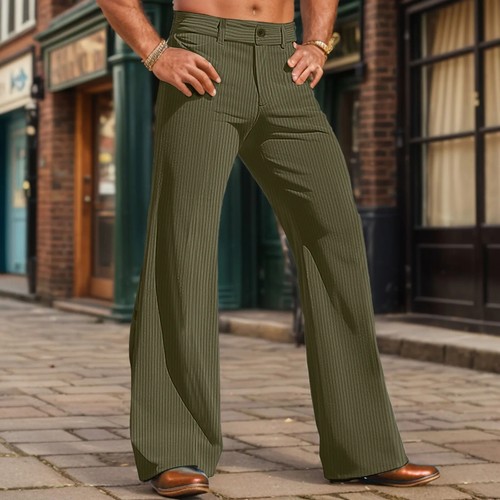 Punk Retro Herren Glockenboden Cord weites Bein Schlaghose uni 60er 70er Hose - Bild 9 von 30