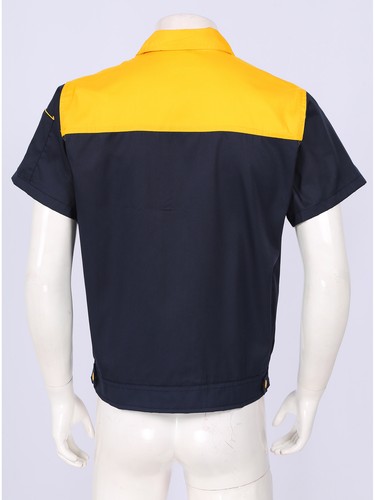 Men's Short Sleeve Work Shirt Turn-Down Collar Mechanic Uniform Tops Workwear - Picture 25 of 37