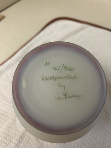 Fenton Glas Weihnachten goldene Tannenzapfen Krug. Bemalt von Alice Farley 161/900 - Bild 7 von 9