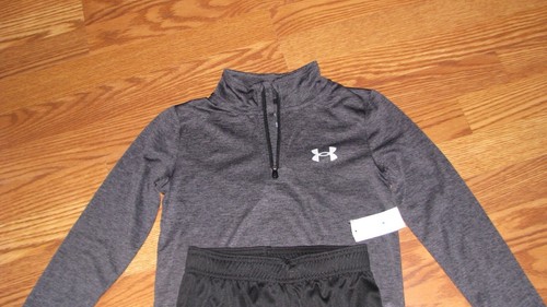 Under Armour Boys Size 5 Athletic Set UA Logo Top 2 Piece Set NWT Black And Grey - Picture 2 of 4