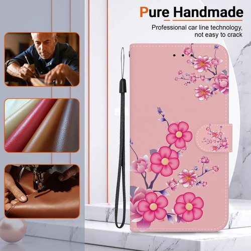 For iPhone 15 Pro 14 13 Plus Cute Floral Flip Card Wallet Back Case Wriststrap - Picture 78 of 106