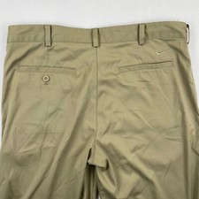 Nike Golf Pants Mens 34x32 Tan Performance Stretch Dri-Fit Chino Swoosh Logo