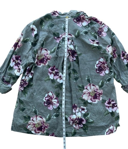 John Mark 100% Linen Floral 3/4 Sleeve Boho V-Neck Tunic Blouse Women's Size XL - Bild 6 von 8