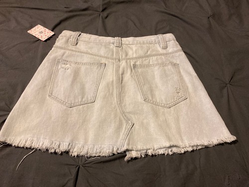 We The Free By Free People Womens Sidecar Mini Denim Skirt Silver Lake Size 28W - Picture 2 of 12