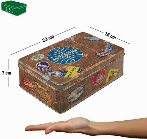 Flat Retro Storage Tin Metal Box PAN AM Logo Travel Case Licensed 2.5L Airlines - Bild 4 von 6
