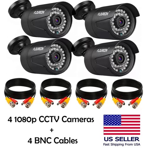 4 PACK CCTV Security Cameras 1080P Outdoor/Indoor With BNC Cables - Picture 1 of 4