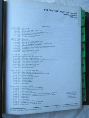 John Deere 840 940 1040 1140 Traktor Service Reparatur Technisches Handbuch TM-4353 - Bild 3 von 14