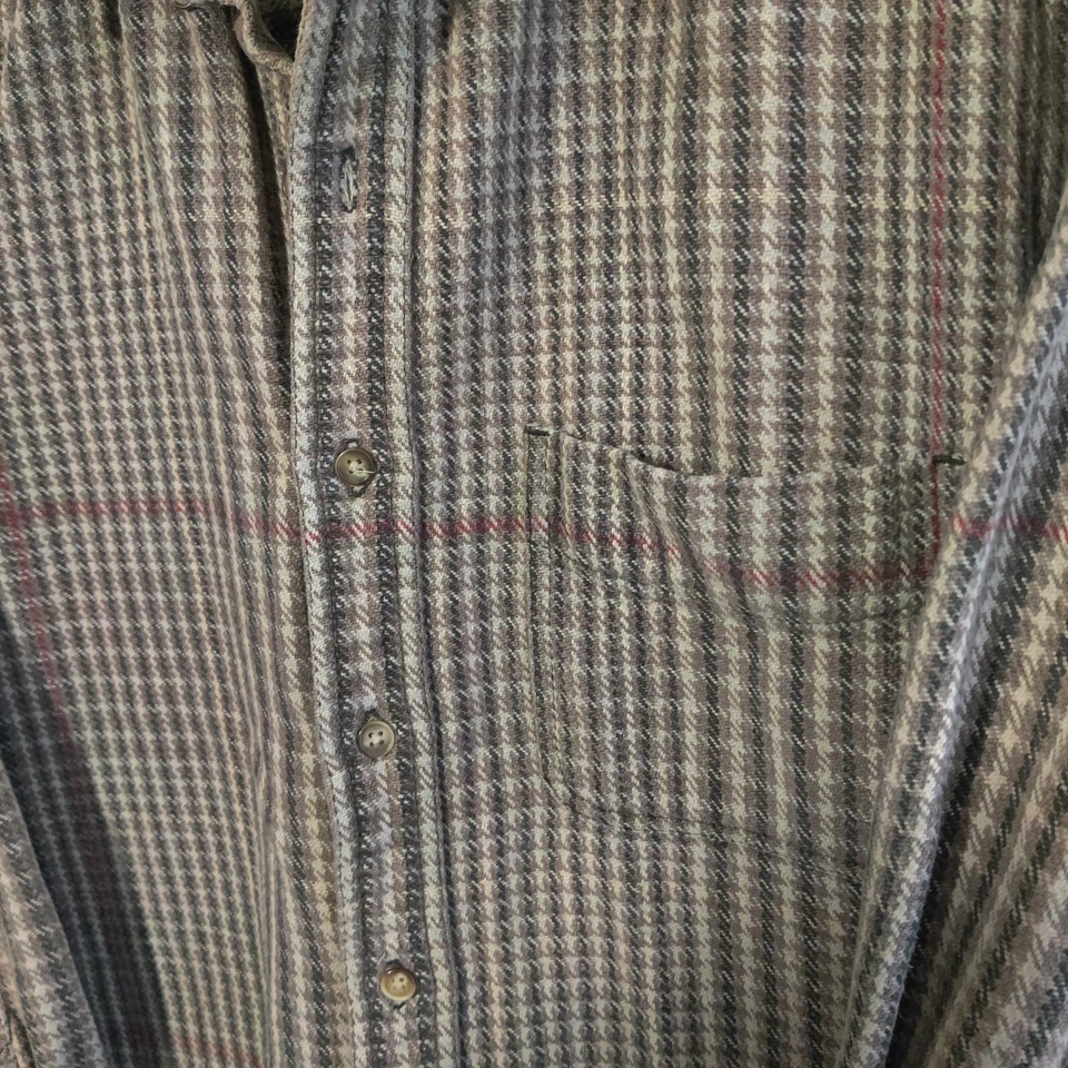 Camisa De Franela Eddie Bauer Hvy Chamarra De Colección Para Hombres Talla M Pata de Gallo Cuadros Blanca Foto 3 de 4