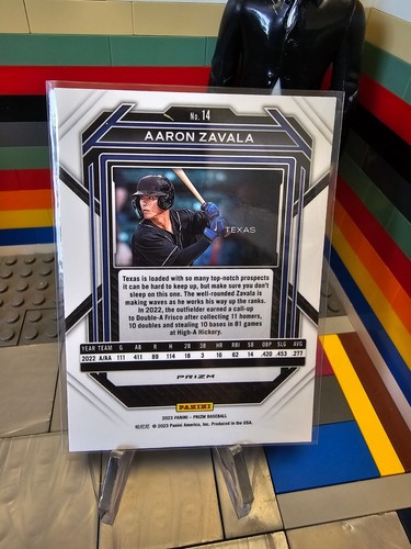 2023 Panini Prizm Aaron Zavala Purple Cracked Ice RC #14 Rangers - Bild 2 von 2