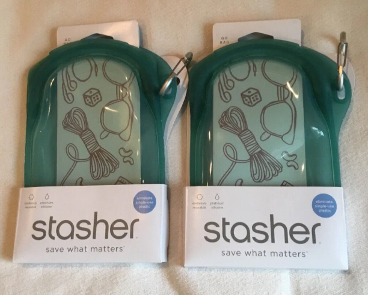 LOT OF 2 Stasher Reusable Go Bags 18 Fl Oz Waterfall w/ Carabiner NEW SHIPS FREE
Opens in a new wind
