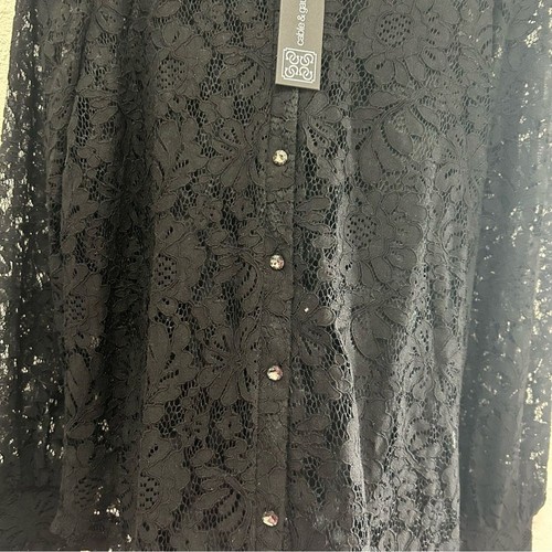 Cable and Gauge Lace Peter Pan Collar Longsleeve Blouse NWT Sz M - Picture 3 of 6