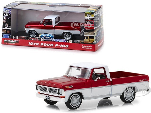 1970 Ford F 100 Ranger Xlt Pickup Red Andwhite 143 Diecast Model By Greenlight