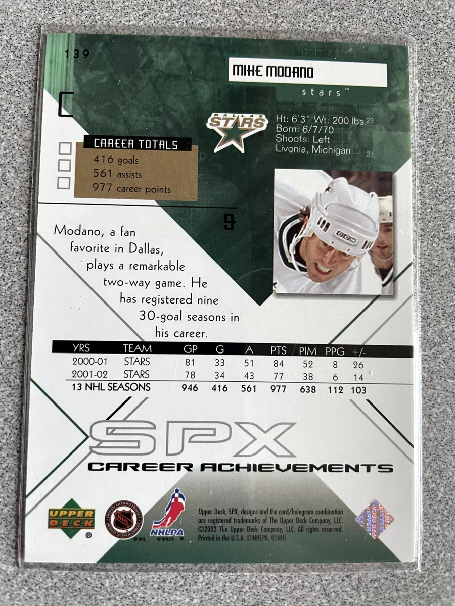2002-03 SPx Mike Modano Career Achievements Card 977 Dallas Stars HOF |  eBay