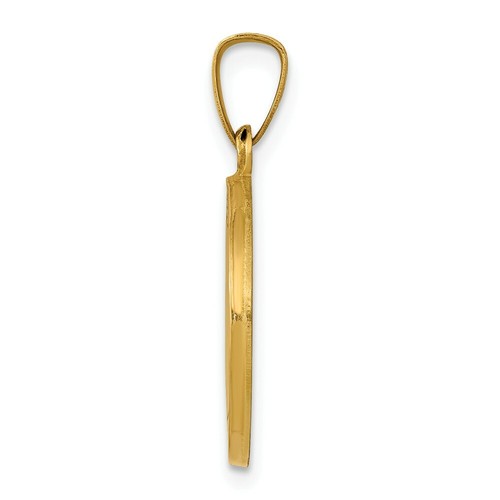14K Yellow Gold Satin & Polished Saint Joseph Pray For Us Round Medal Pendant - Picture 2 of 3