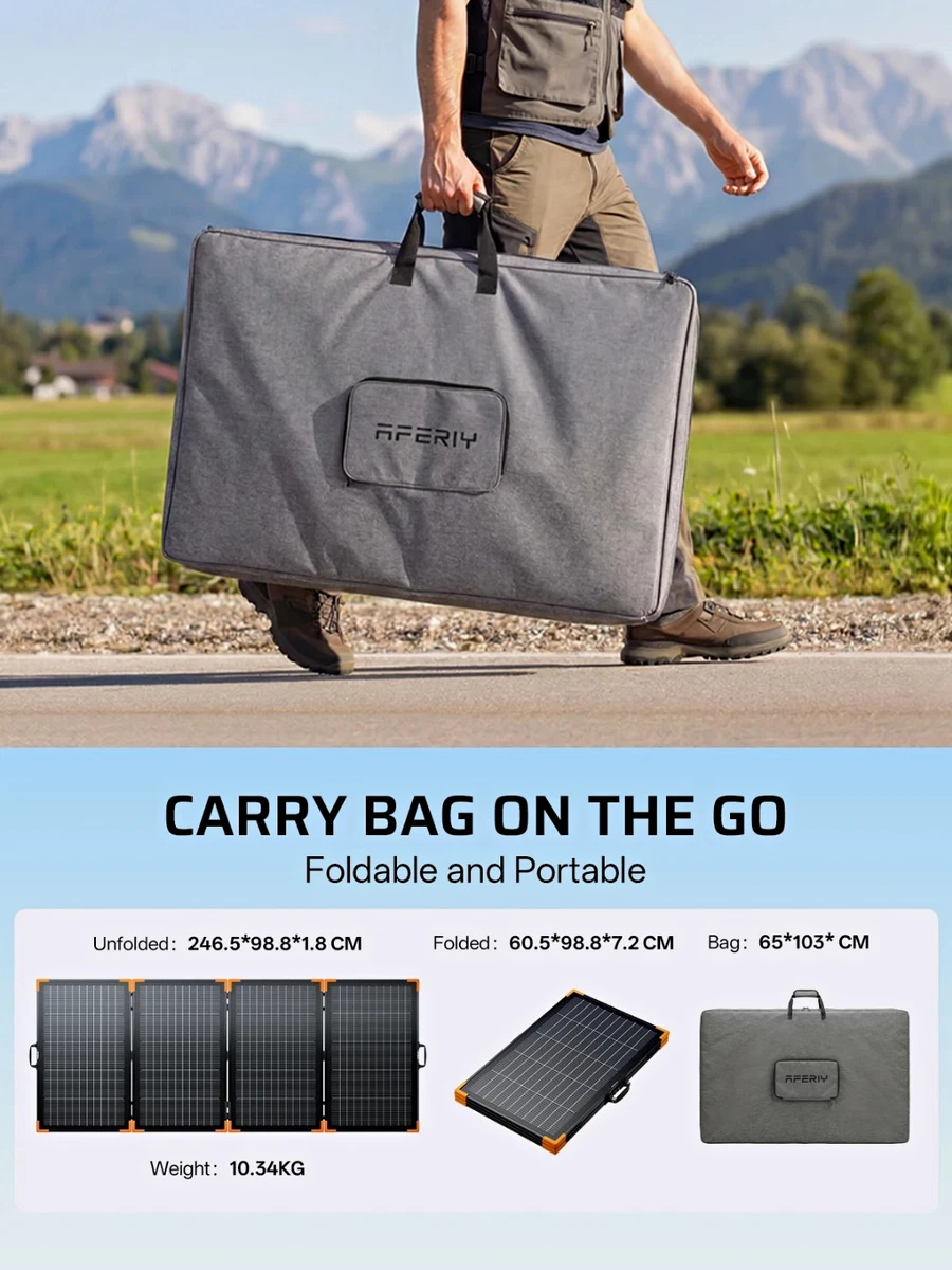 AFERIY Solarpanel 400W faltbar tragbar N‑Typ IP67 39,6V, DPD post.