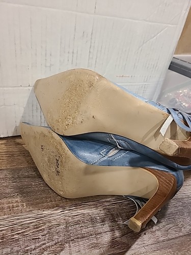 Steve Madden Blue Fringe Leathet Boots Heels Women's 11 - Picture 4 of 5