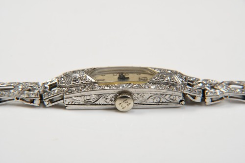 Q40E29- Art Déco Platin 950& Gold 750 18kt Armbanduhr Diamanten ca. 1,96ct - Picture 4 of 12