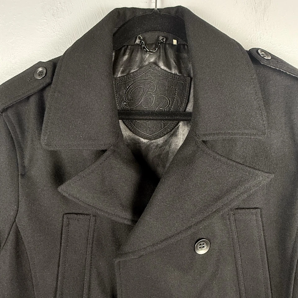 Black Rivet Pea Coat Men's Medium Casual Winter Wool Blend Black Double Breasted - Image 4 of 4