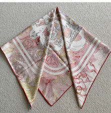 2025 New 18Momme Twill Silk Wrap Scarf Rose ManorPrinting Shawl 35