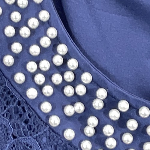 Conjunto de Pantalones Flycurvy Para Mujer 4XL Azul Marino 3 Piezas Cuello Perlado Encaje Superposición Formal - Imagen 4 de 21