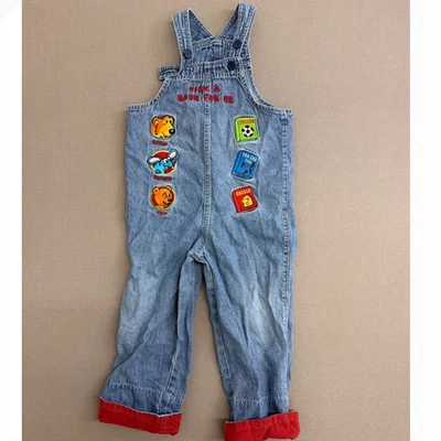 Vintage Disney Store Bear in the Big Blue House Denim Overalls Kids Light Wash - Photo 1/4
