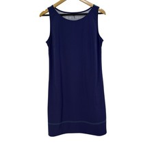 Title Nine Nimblene Dress Navy Blue Dot Print Sleeveless Pockets Size L Active