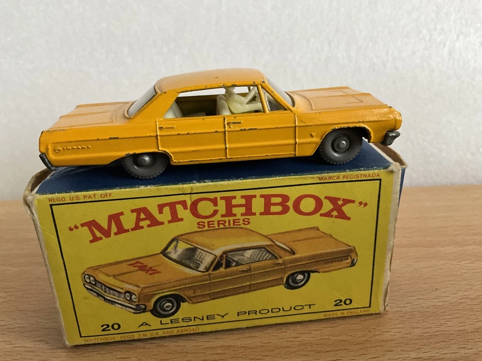 VINTAGE MATCHBOX LESNEY No.20c CHEVROLET IMPALA TAXI SUPER RARE GPW 1965 - Image 2 of 4