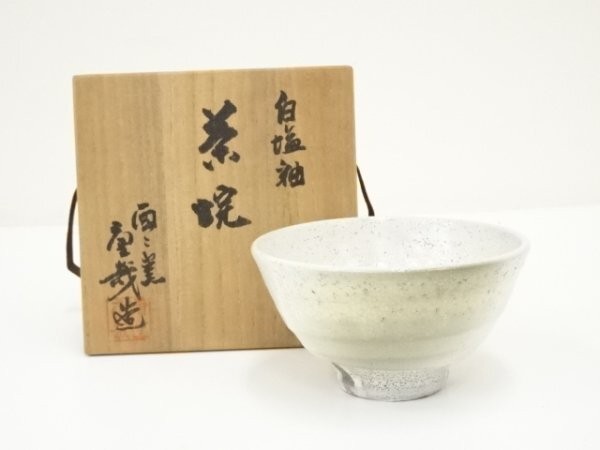 Ys7112271 Kyo-Yaki Tori Horno Iwabuchi Shigeya-Zo Blanco Salado Esmalte Cuenco Con Bo