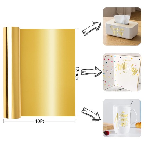Vinilo Permanente, Vinilo Cromo Dorado Compatible con Cortadora - 12" x 10 - Imagen 2 de 6