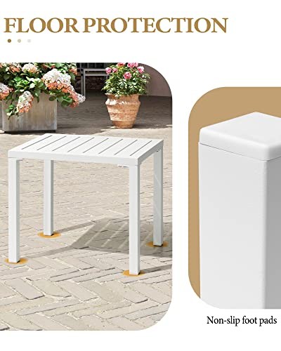  Outdoor Side Table,Aluminum Rectangular Side/End Table, Small Patio Coffee  - Bild 7 von 7