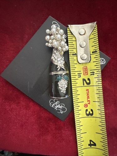 Champagne Bottle Faux Pearls And Rhinestones Pin Brooch New. B6 - Picture 7 of 7