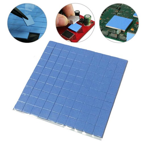 Blue 100mmx100mmx1mm GPU CPU Heatsink Cooling Thermal Conductive Silicone^R1