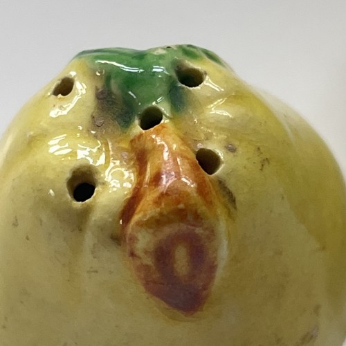 Vintage Yellow Pear Fruit Salt And Pepper Shakers Ceramic 2" Cork Bottom Japan - Picture 7 of 8