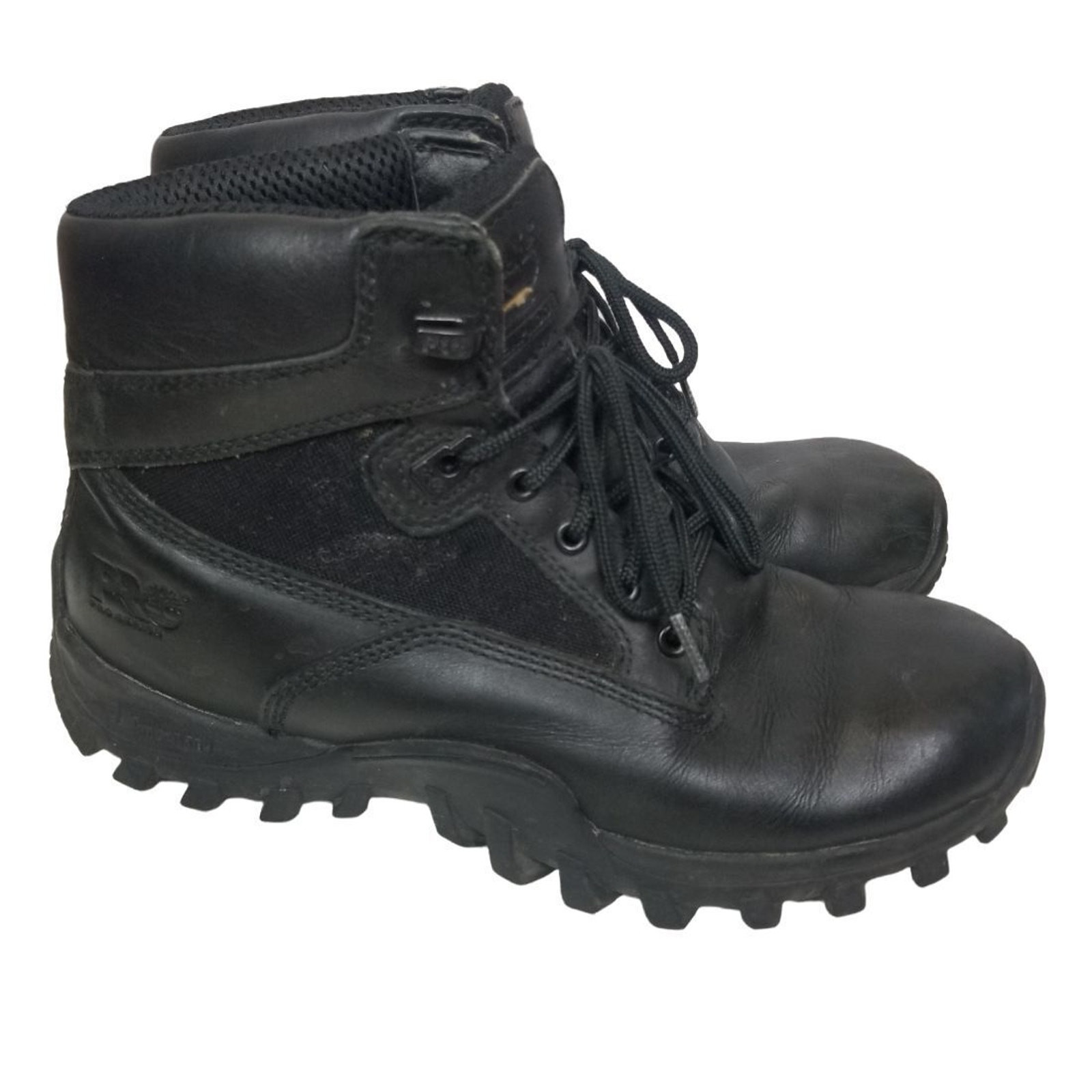 Timberland Men Black Leather Combat Lace Up Boots Size 8-image