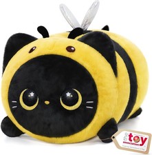 Cute Black Cat Bee Plush Pillow, Kawaii Plushies Bee Stuffed Toy, Kitten Plushie
