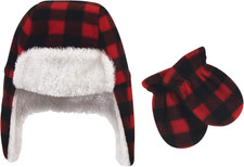 Unisex-Baby Fleece Trapper Hat and Mitten Set