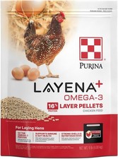 Purina Layen Omega-3 Chicken Feed Pellets, 9 Pound Bag