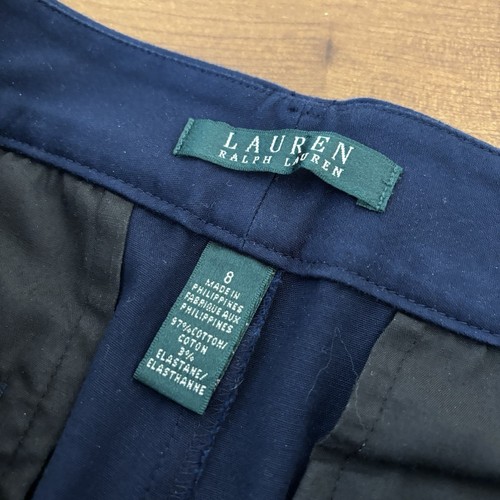 Ralph Lauren Shorts Womens Size 8 Navy Blue Casual Flat Front Chino Ladies - Picture 4 of 5