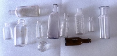Antique Bottles Medicine And Soda Some With Raised Letters set  11