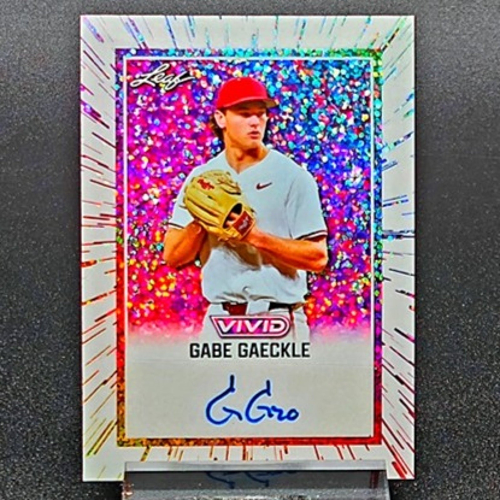 Gabe Gaeckle 4/5 White Rainbow Sparkle Laser Auto Athletics Top Prospect