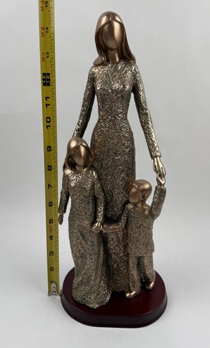 Mother & 2 Children Statue 15” Copper/Verdigris Colors Figurine W/ Wood Base VGC - Picture 22 of 23