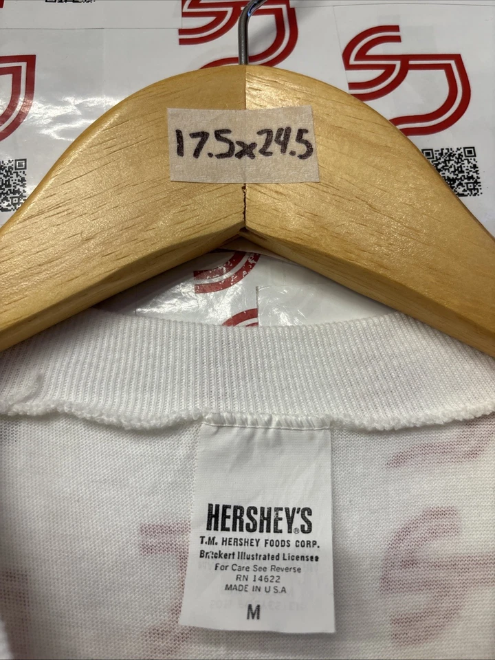 🔥Camiseta Promocional Hershey’s Chocolate Años 90 De Colección Talla M 17,5 x 24,5 Foto 2 de 4